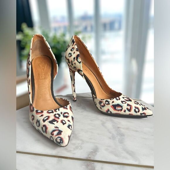 L.A.M.B. Camryn II Leopard Print platform D' Orsay Pumps Size 8 - Picture 7 of 14